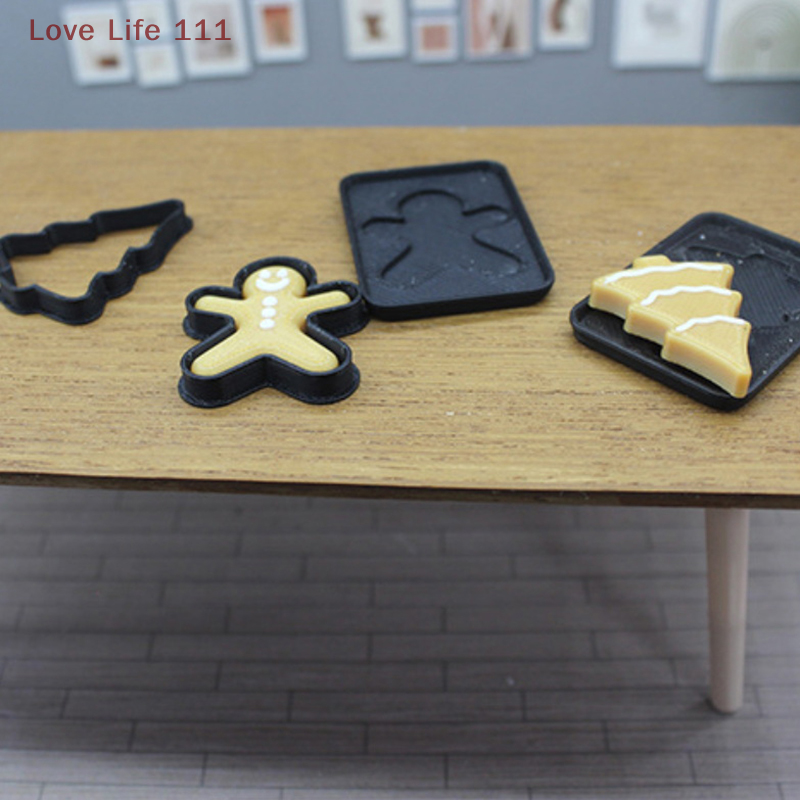 New 3PCS 1/12 Scale Miniature Human Gingerbread Man Baking Dollhouse Mini Cookie Mold Pretend Kitchen Food Toy
