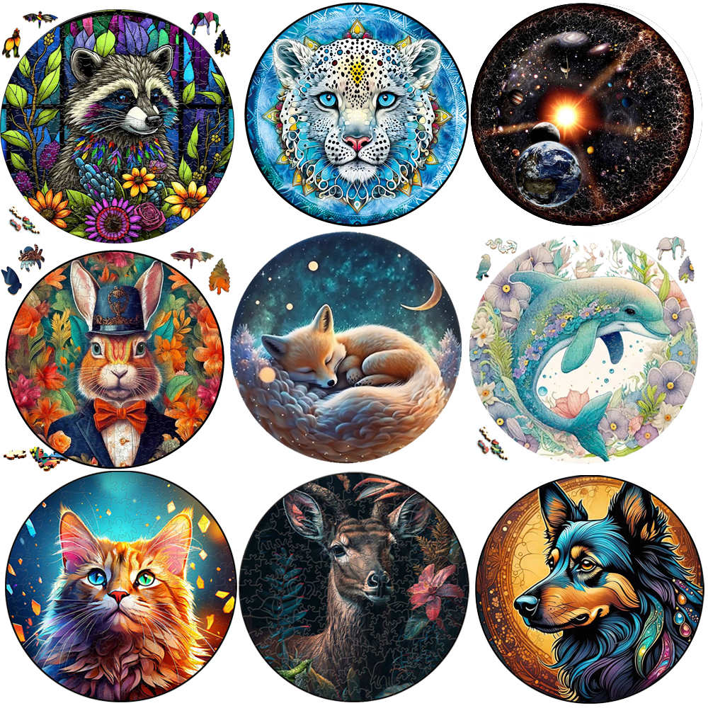sharks Animal Wooden Jigsaw Puzzle cat Animals Shape Kids Puzzle Educational Toys Wood DIY Crafts Puzzle Games