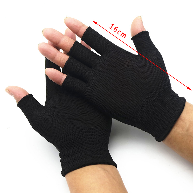 1Pair Black Bicycle Half Finger Fingerless Gloves Sunscreen Anti-Slip Riding Outdoor Workout Gloves Fitness for Motorcycle