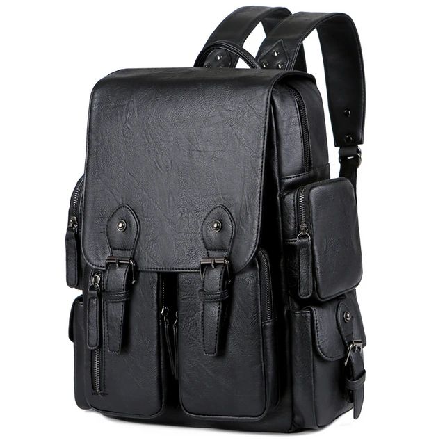 Leather Backpack College And School For Men Casual Travel Bag