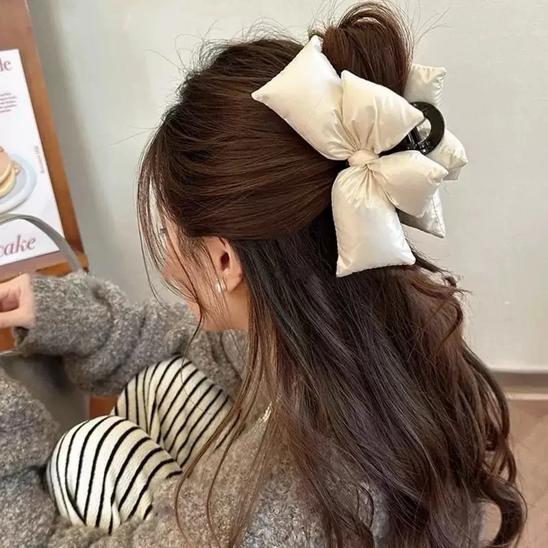 3D padded bow tie hair clip, large size, suitable for women with thick hair, back of the head, 2 new styles, high-end shark clip