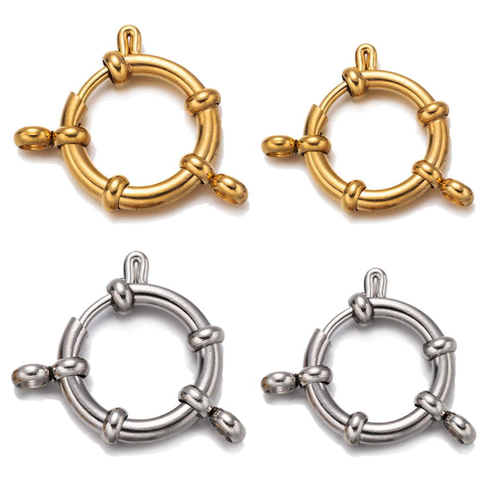 4pcs Stainless Steel Ring Spring Clasps Smooth Surface Connector Closures Findings for DIY Necklace Bracelets Jewelry Making
