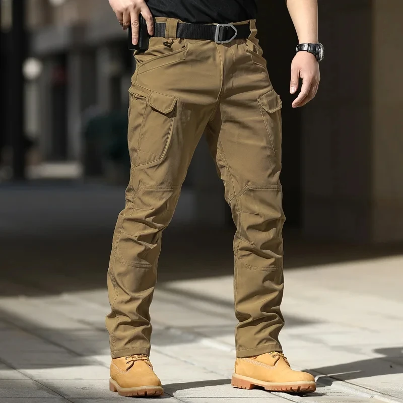 Men's Spring Autumn City Cargo Elastic Pants Trekking Hiking Camping Climbing Running Sports Cycling Work Outdoor Trousers