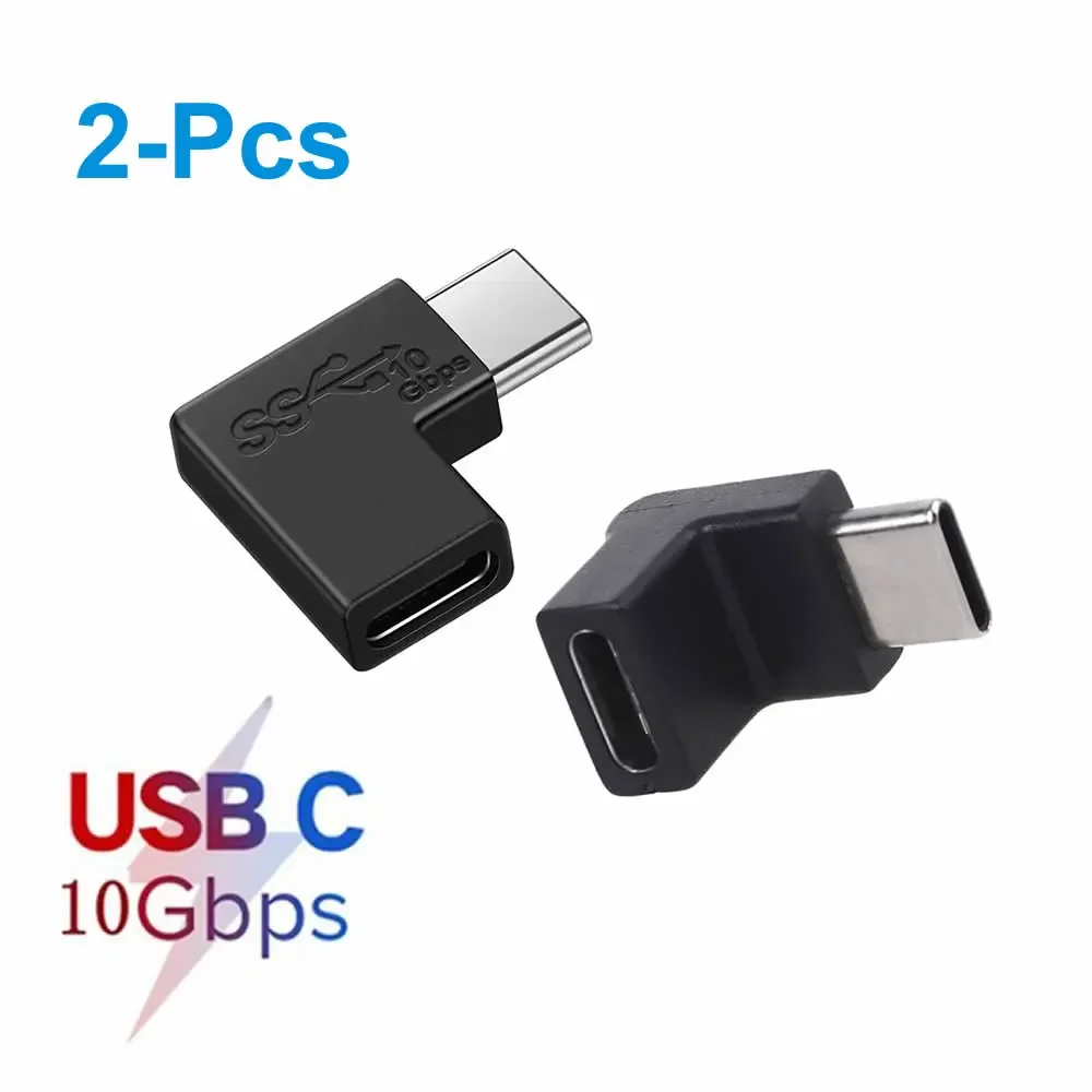 2Pack 90 Degree Type C Adapter USB C Male to Female Adapter Upward and Downward Angled USB-C Adapter USB 3.1 Type-C Connector