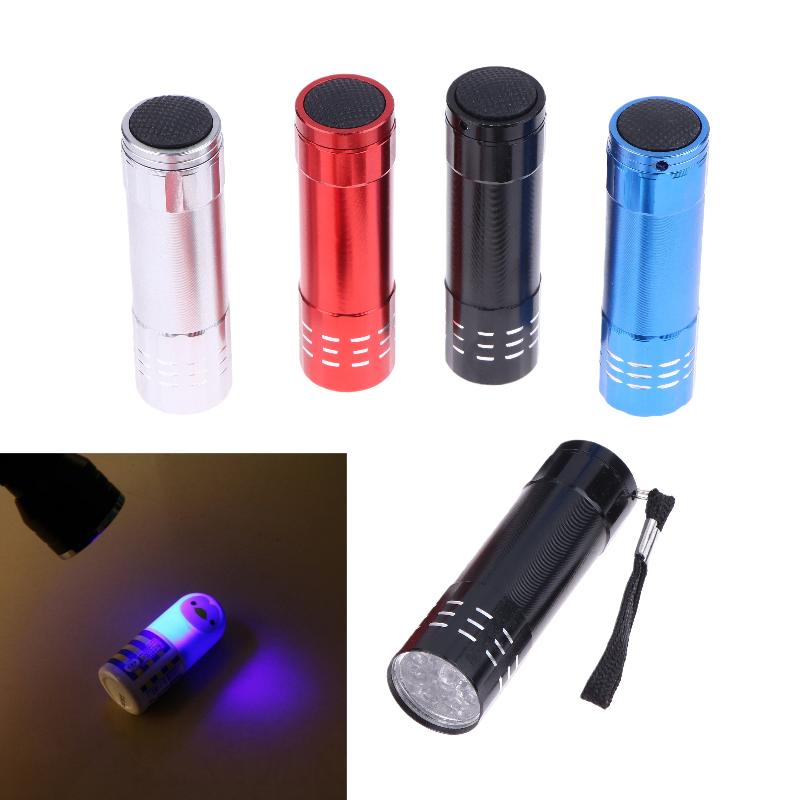 1Pcs 50LM 395nm Detection Lamp Mini UV Flashlight 9 LED UV Black Light Outdoor Portable Lighting Tool For Hiking