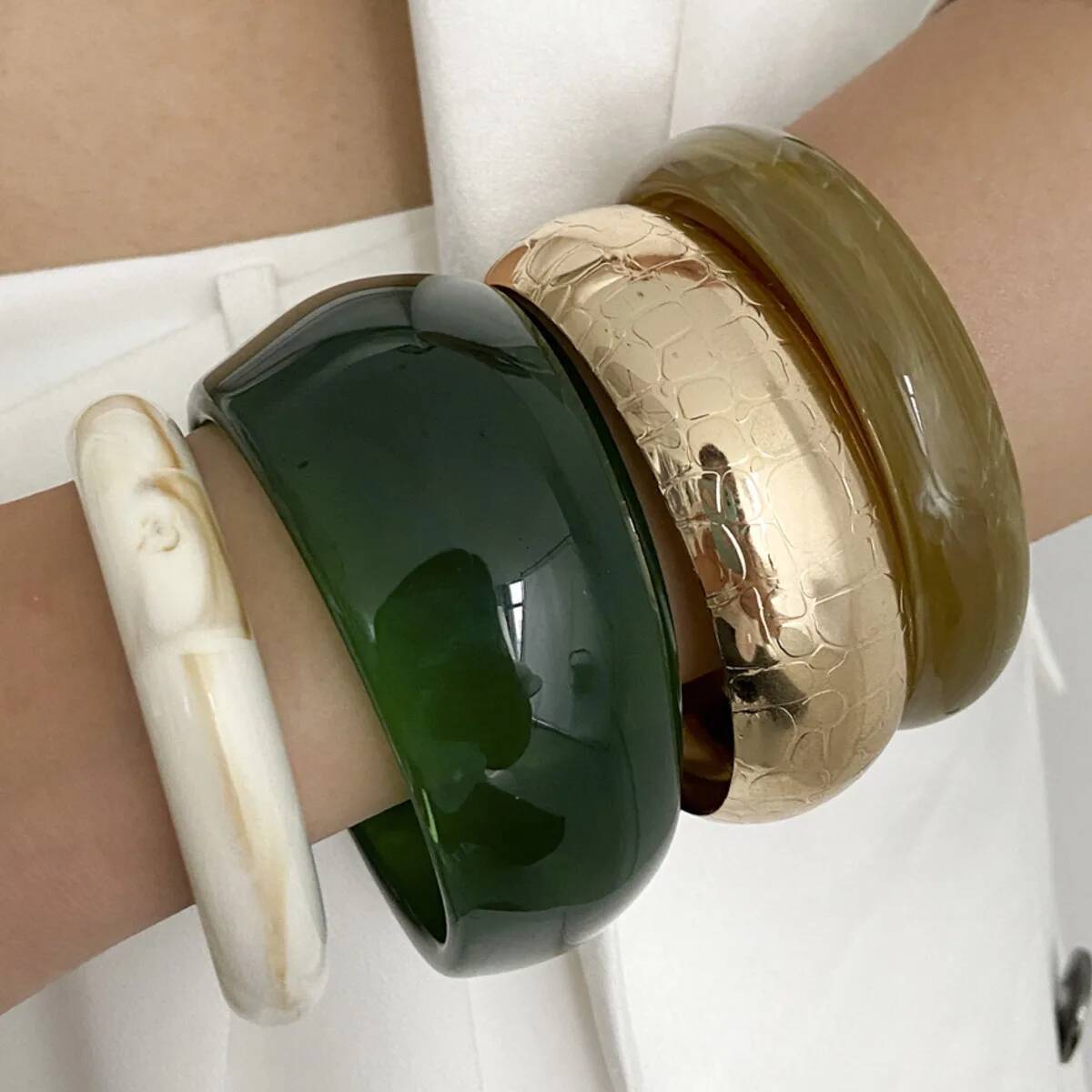 Punk 8 Colors Bohemian Bangles Thick Geometric Cuff Wide Bangle Bracelets Beach Jewelry Irregular Round Bracelet Women