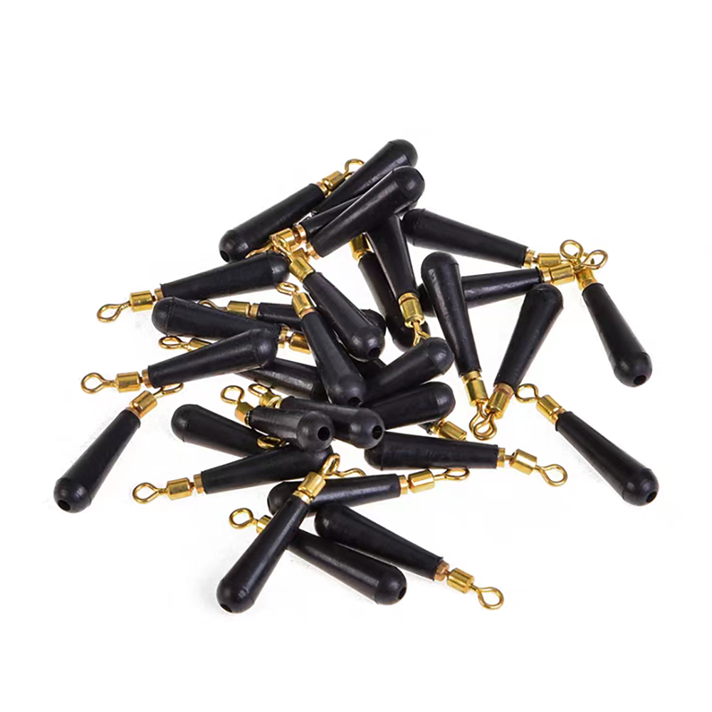 100Pcs Fishing Copper Head Float Black Durable 360 ° Rotating Anti Entanglement Float Connector Fishing Gear Accessories
