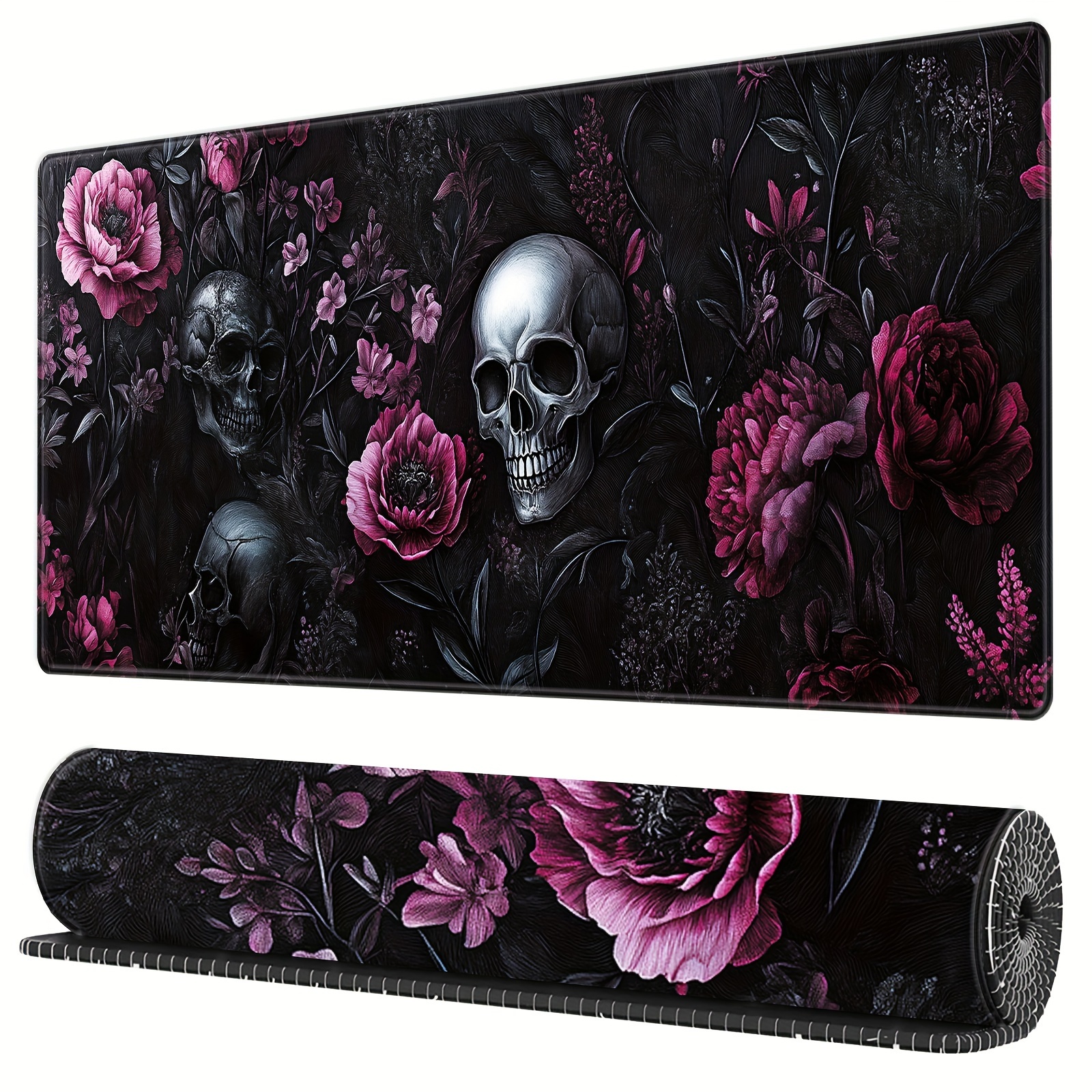 Extended XXL Gaming Mouse Pad Washable Non-Slip Skull Floral Computer Desk Accessories Playmats Gamer Carpets Office Things