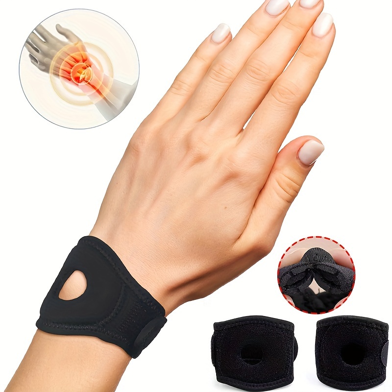 [2-Pack Adjustable Wrist Support] 2-Pack Unisex Wrist Support Braces - Adjustable Cushioned Wristband for Carpal Tunnel Painful