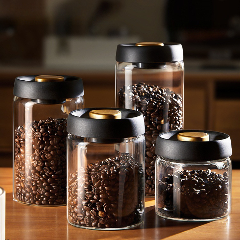 1pc Coffee Beans Vacuum Sealed Tank Glass Food Storage Jars Household Moisture-proof Air Extraction Airtight Kitchen Container