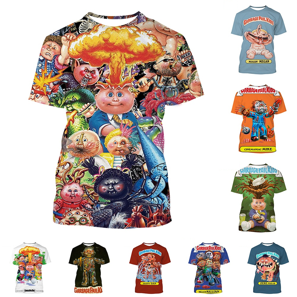 Fun Cartoon Animation Garbage Can Kid 3D Art Evil Fun Leisure Comfortable Daily Short Sleeves