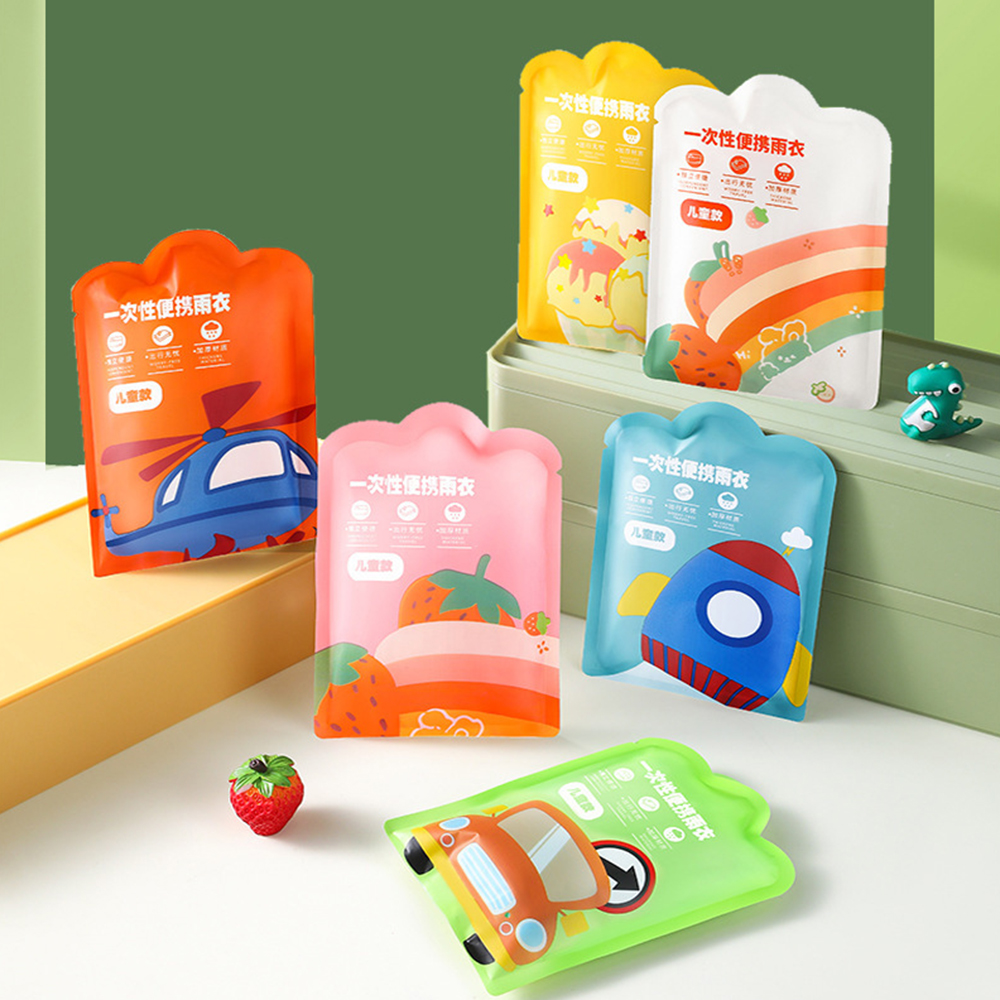 Convenient Card Packaging Kids Raincoat High Quality Travel Vacuum Compression One-Piece Raincoat Thickened Rain Gear