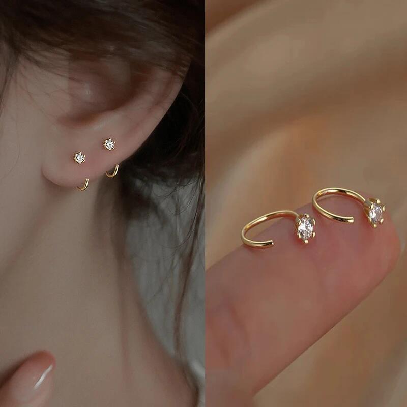1pc Minimalist Zircon Stud Earrings Piercing Jewelry for Women and Men with Hypoallergenic & Simple Style