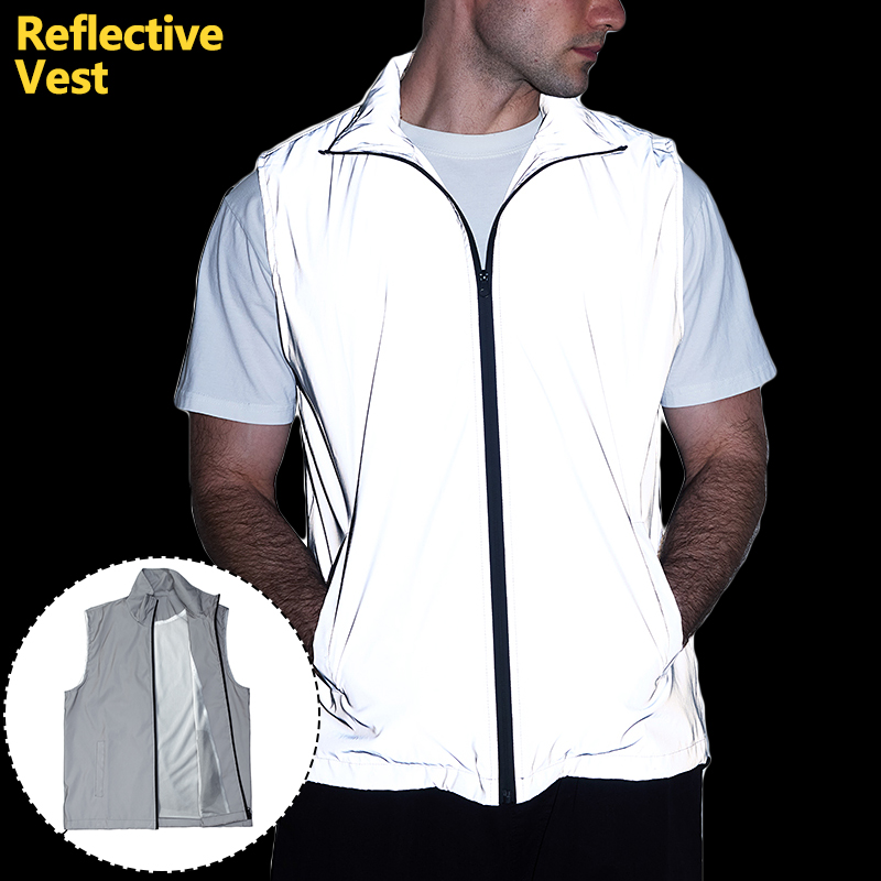 Night Reflective Vest Men's Outdoor High Visibility Safety Clothes Casual Jogging Cycling Spring Summer Thin Sleeveless Jacket