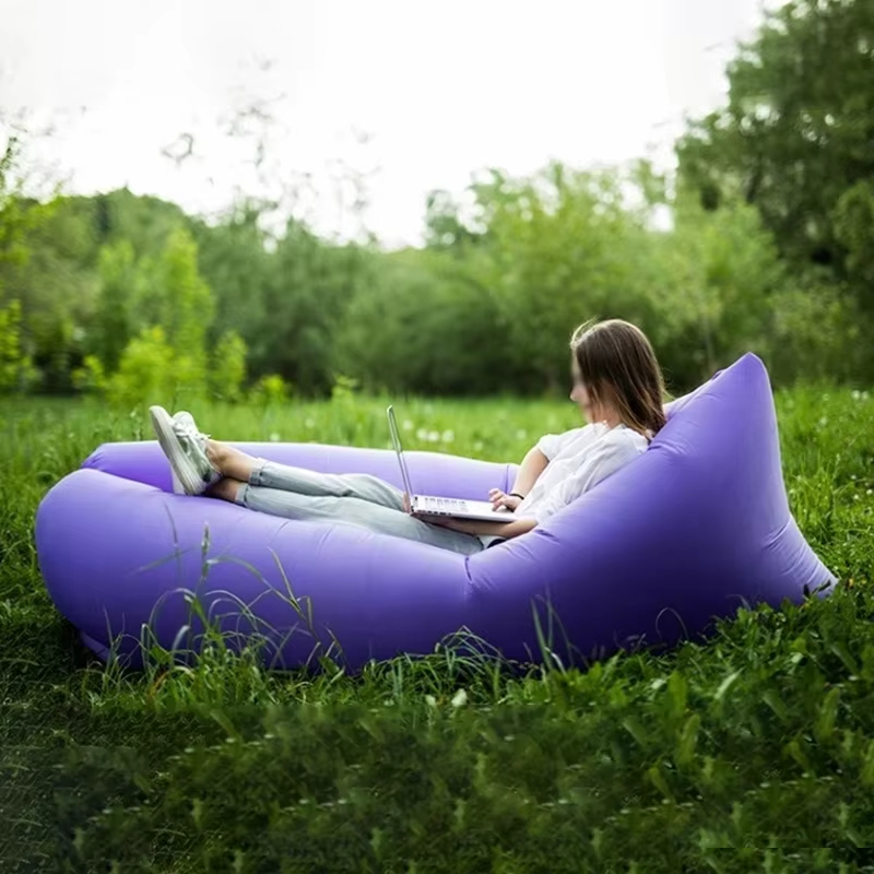 Inflatable Lazy Sofa with Pillow Multi-color Optional Portable Outdoor Camping Air Sofa Lounge Bed