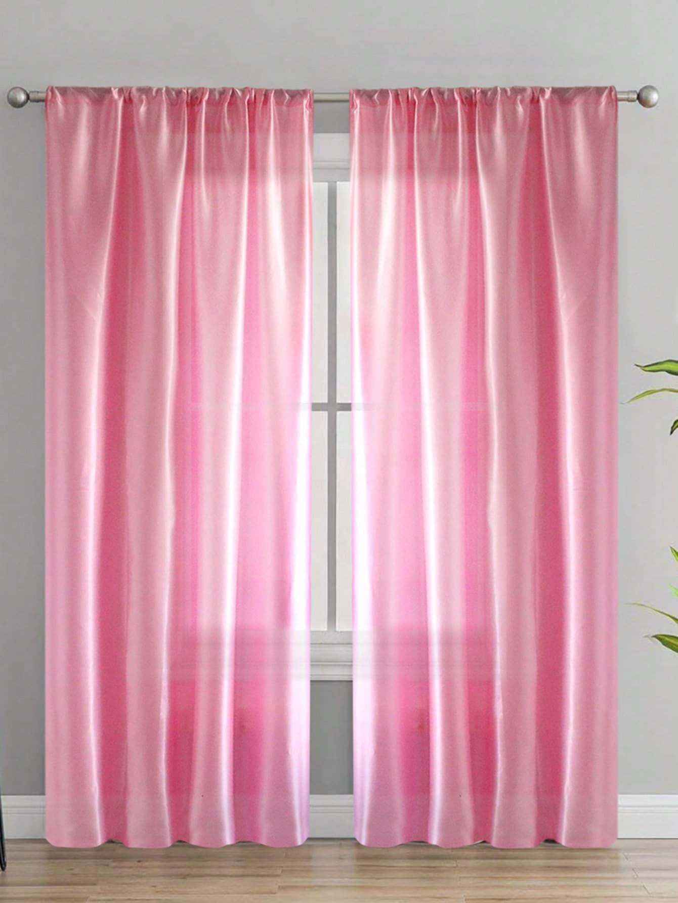 1pc Solid Color Contemporary Simple Sheer Lightweight Semi-Transparent Partition Curtain, Curtains for Living Room
