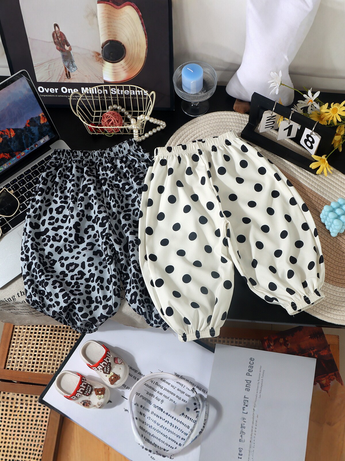 New Summer Childrens Pants Polka Dot/Leopard Print Girls Bloomer Korean Style Boys Harem Pants Mosquito-repellent Pants