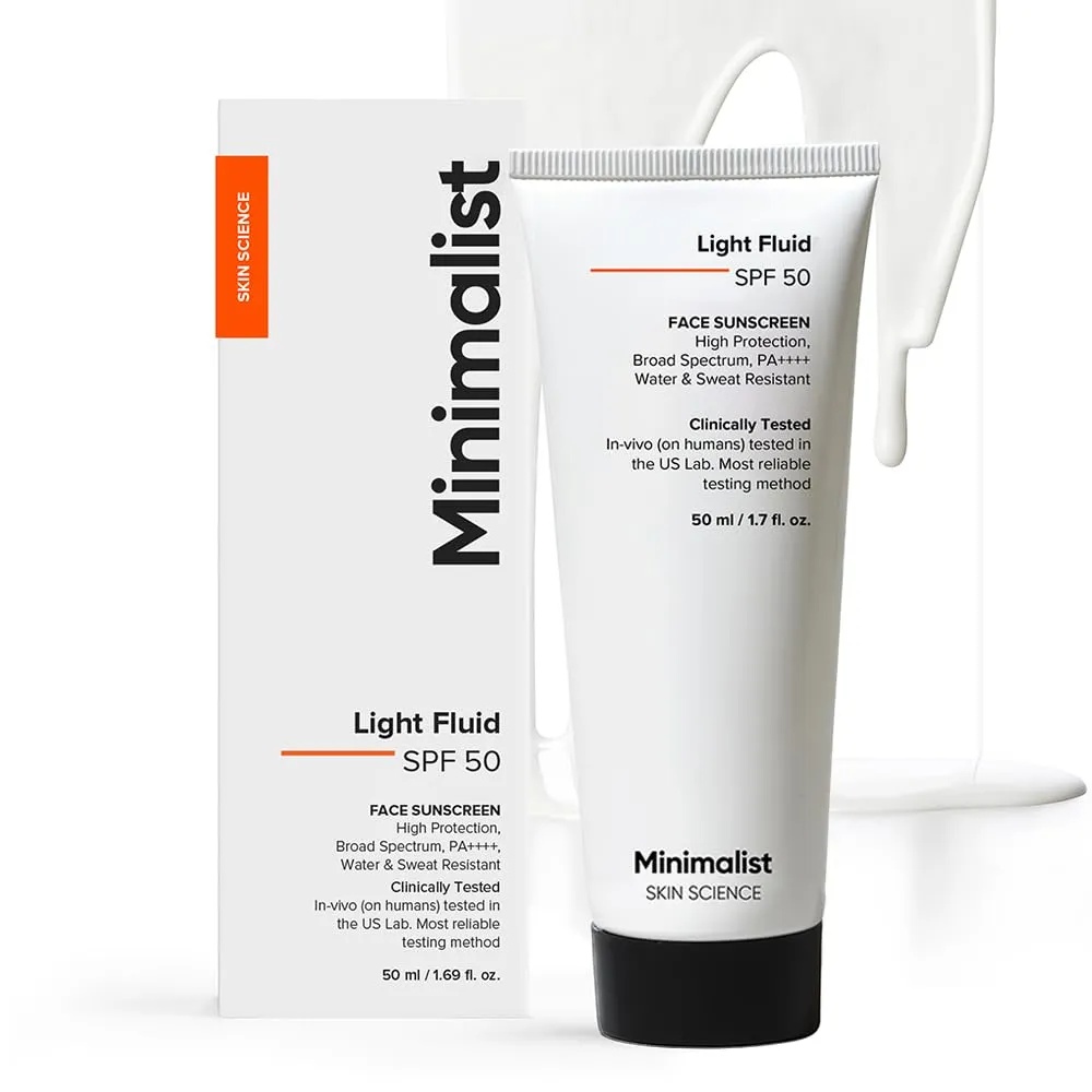 Minimalist SPF 50 Light Fluid Sunscreen | PA++++ | No White Cast | Water & Sweat Resistant | Clinically Tested in US (In-Vivo) | 50 ml - image 1