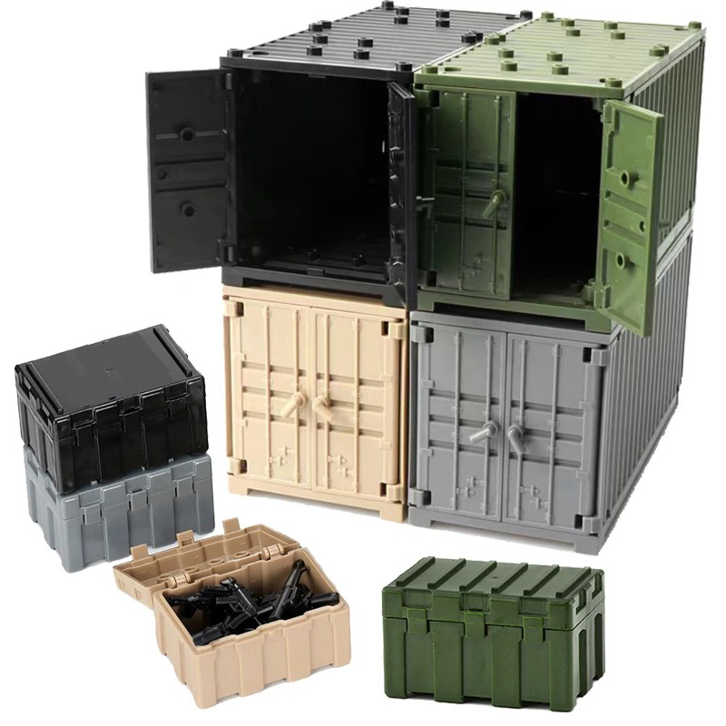 Decool Scene Container Weapon Storage Box Building Blocks Figure Soldier MOC WW2 Bricks Toys For Children Boy