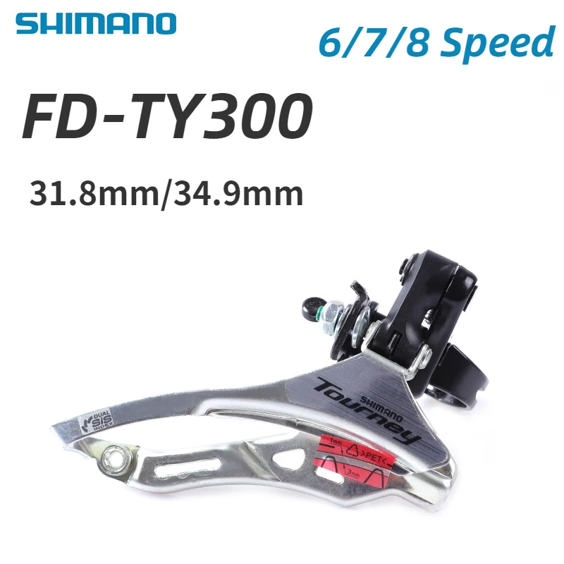 Shimano Tourney TY300 Front Derailleur FD-TY300 Down/Top Swing Mountain Bike FD Band Mount 6/7/8 Speed 31.8/34.9mm Part