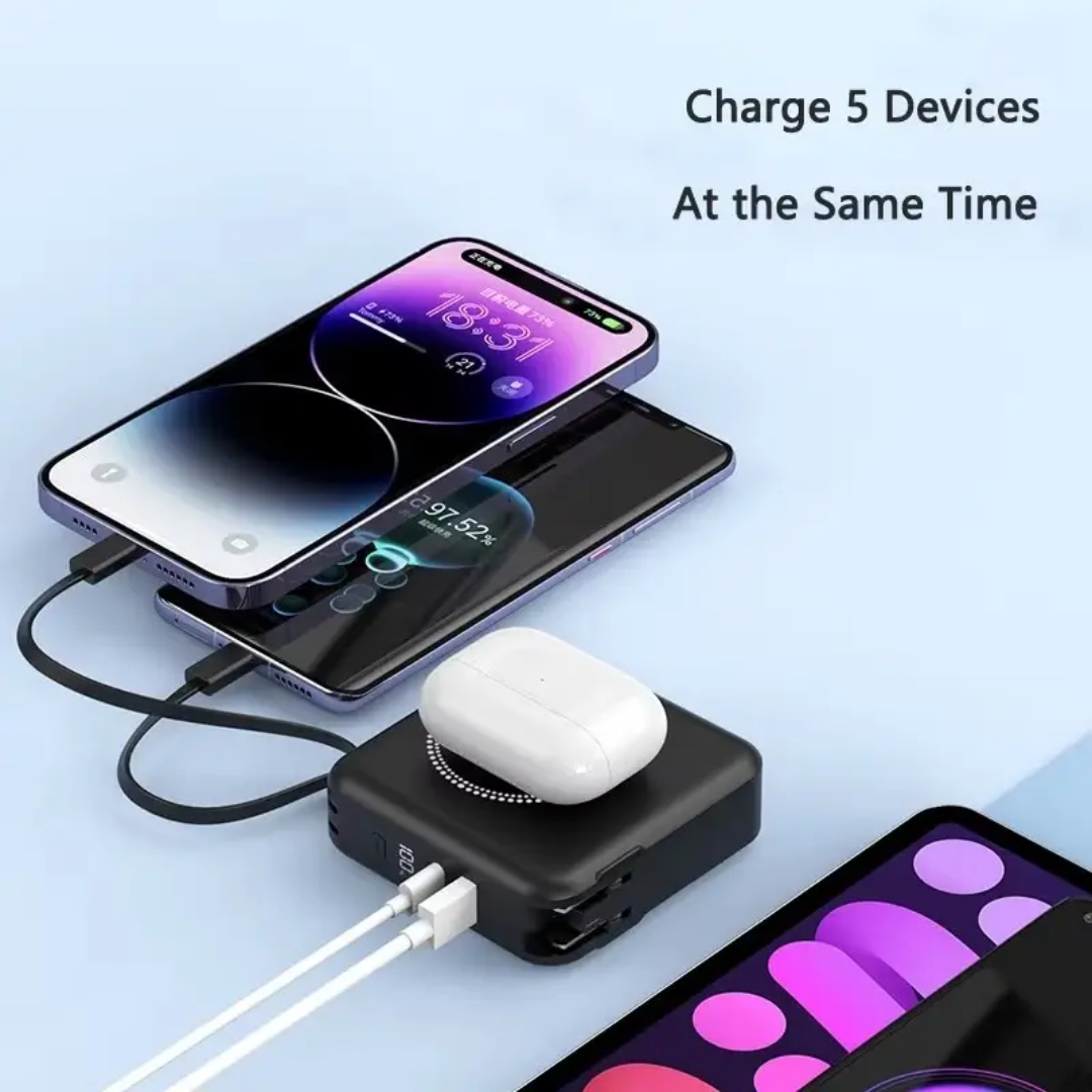 5 in 1 PD20W Magnetic Power Bank /Fast Charging 10000mAh Portable Wireless Charger AC Folding Plug