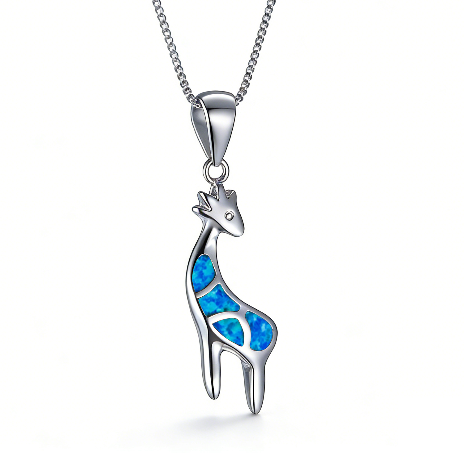 Flamingo Pendant Necklace with Synthetic Blue Lightning Opal,White K Plated Animal Jewelry,Dainty Trendy for Women 2026