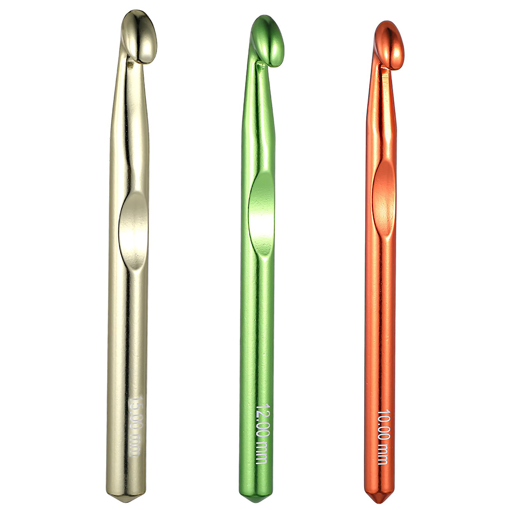 1pc 10/12/15mm Aluminum Crochet Hooks Large Aluminum Alloy Needles Thick Handle Crochet Hooks for Sweater Blanket DIY Making