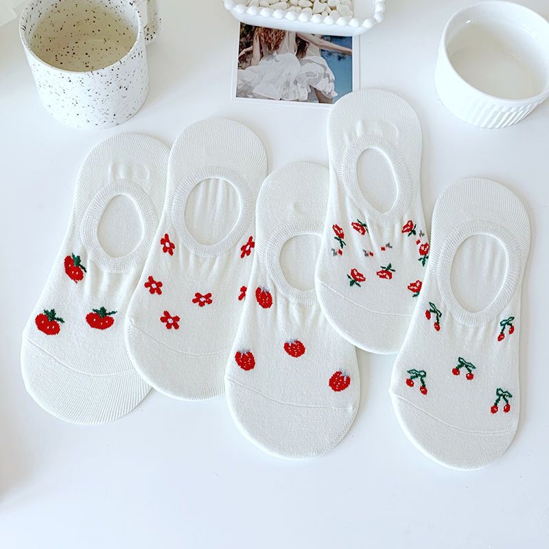 1/5 pairs Sweet Cute Women's Socks Casual Comfortable Women's Short Socks new Summer Thin Breathable Invisible Ship Socks