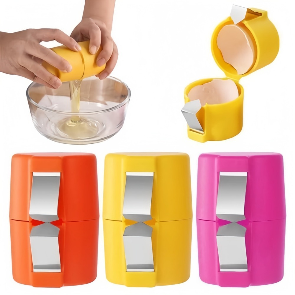 Household Stainless Steel Eggshell Separator - Quick Peel & Yolk Splitter Creative Kitchen Baking Essential Handheld Egg Opener