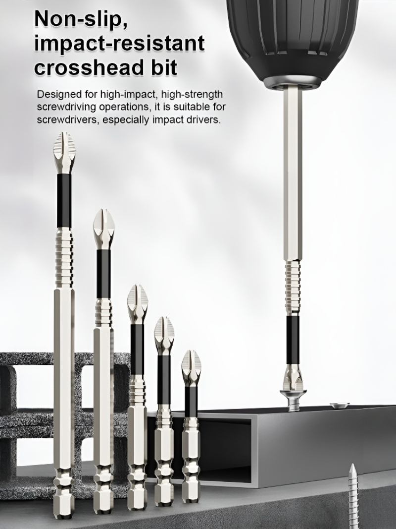 Black strong magnetic suction impact bit set hand drill high hardness head hand drill bit