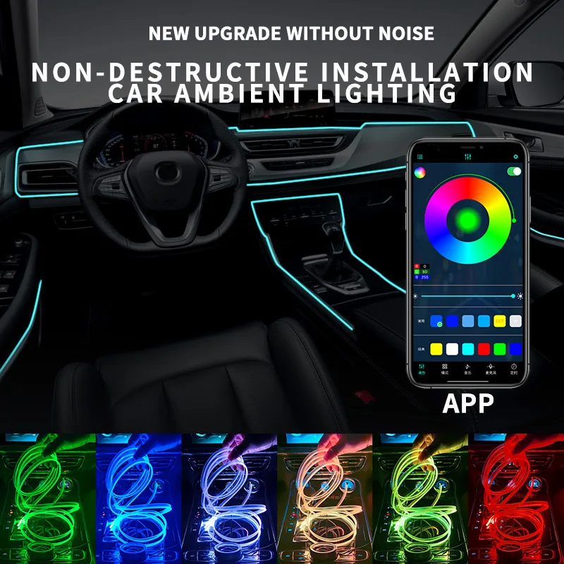 1M 3M 5M Car Fiber Optic LED Strip Atmosphere Light for Flexible AUTO Interior Lamp Party Decoration Lights Neon Strips 5V USB