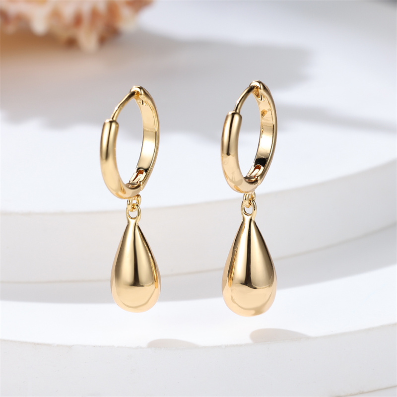 Charm Female Big Water Drop Hoop Earring Luxury Yellow Gold Color Wedding Jewelry For Women