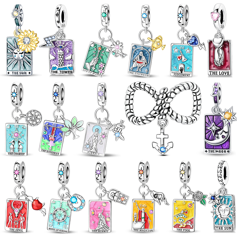New 925 Sterling Silver Beaded Pendant Sun Moon Star Magic Tarot Vitality Suitable For Original 3mm Bracelet Women Exquisite