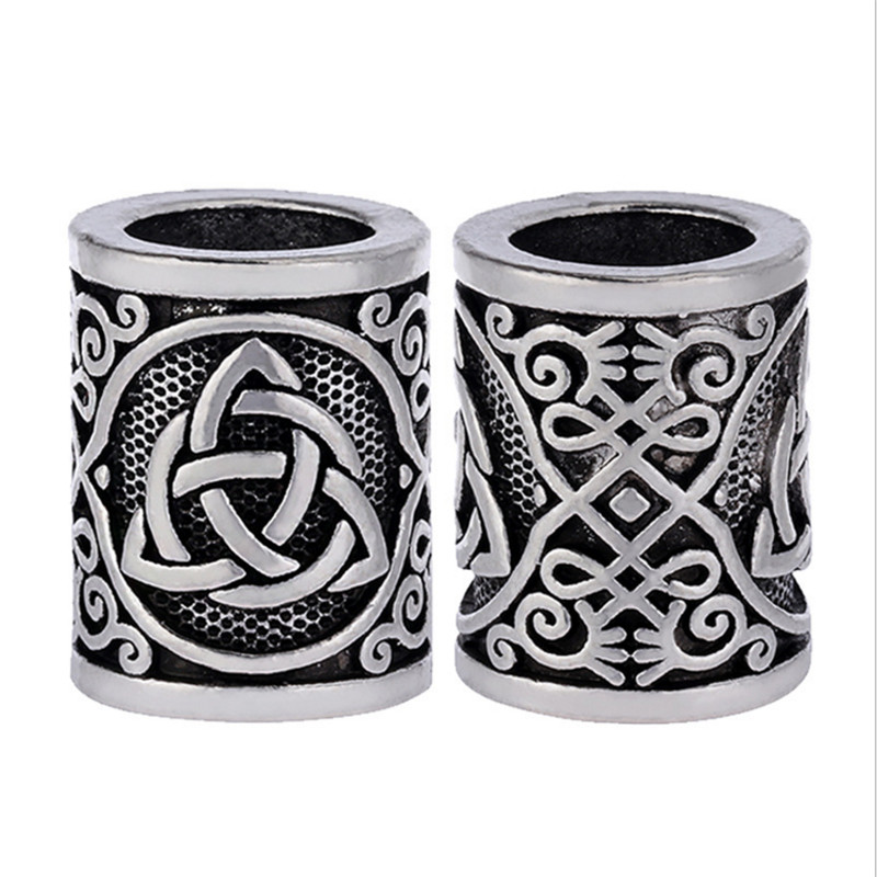 Fashion 1pcs Antique Silver Color Round Bead Viking Knots Runes Beads for Beard Hair Paracord Pendant Bracelets DIY Finding pen gpt
