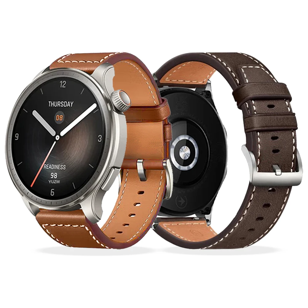 Leather Soft Watchband For Huami AMAZFIT BIP 5 U S Lite CHEETAH Pace Band GTR 4 3 mini/GTS 4 3 2e/Active 2 20mm 22mm Wrist Strap
