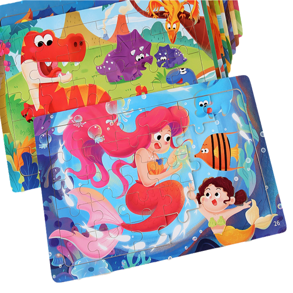 30 Piece Wooden 3D Puzzle Cartoon Animal & Vehicle Jigsaw Montessori Educational Toys for Kids Baby Years - Creative