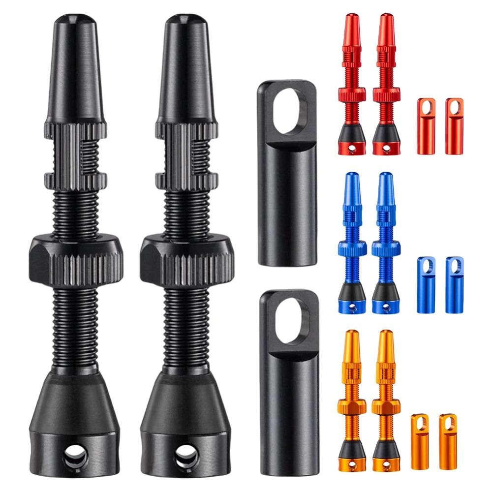 2 Pairs Tubeless Tire Valves - 40mm/44mm/60mm CNC Aluminum Alloy Presta Valves with Durable Brass Core for Bike Tubeless Rims