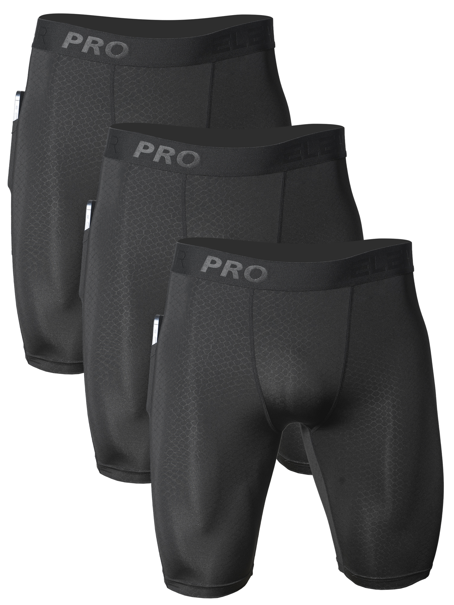 3pcs Men's Underwear Sports Running Fitness Side Pockets,Front Inner Pocket,Snake Pattern Embossed,Moisture Wicking Quick Drying