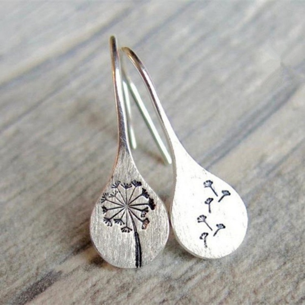 Silver Color 2021 New Dandelion Drop Earrings For Women Retro Simplicity Handmade Jewelry Wholesale Cерьги