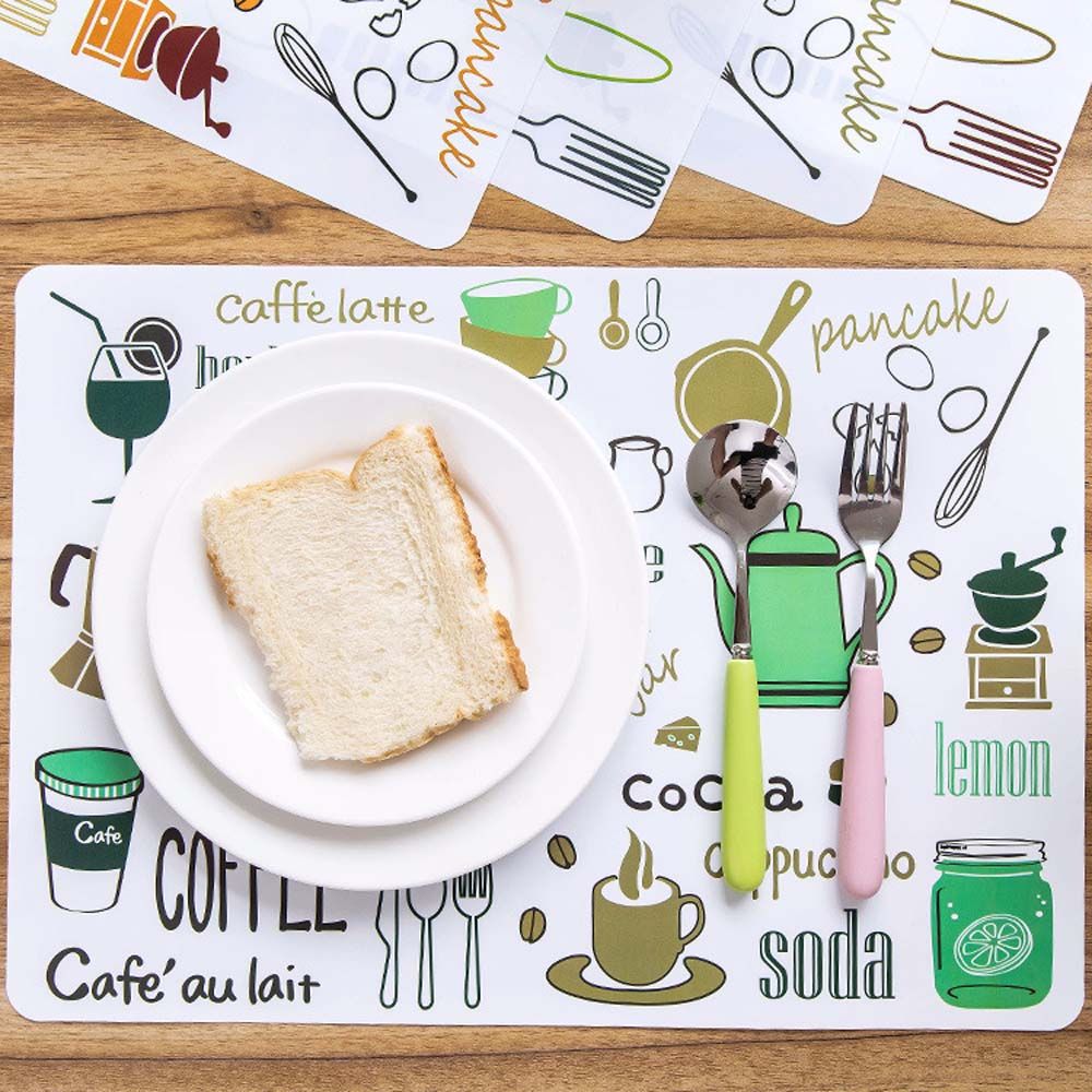 1PCS 40*28cm Practical Placemat Heat Resistant Durable PVC Table Mat Simple Cartoon Decoration Disc Pad