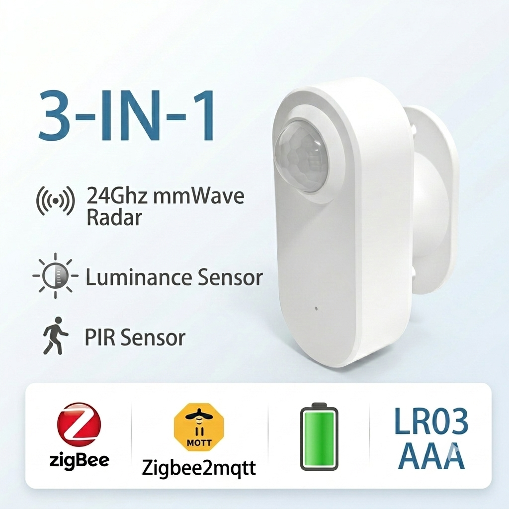 Tuya Zigbee/WiFi Smart Human Presence Sensor 24Ghz MmWave Radar Detection Luminance/Distance Support Home Assistant