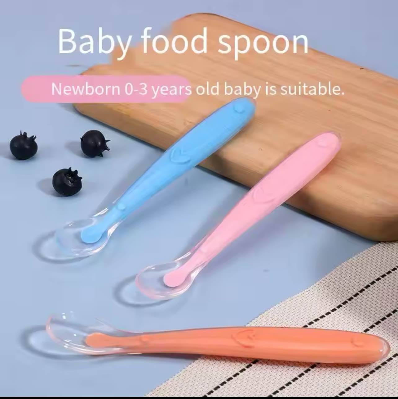 Nechibaby 1 Pcs Baby Soft Silicone Spoon with travel box Full body food grade silicone spoon Children’s Food Feeding Tool Baby Spoon New.