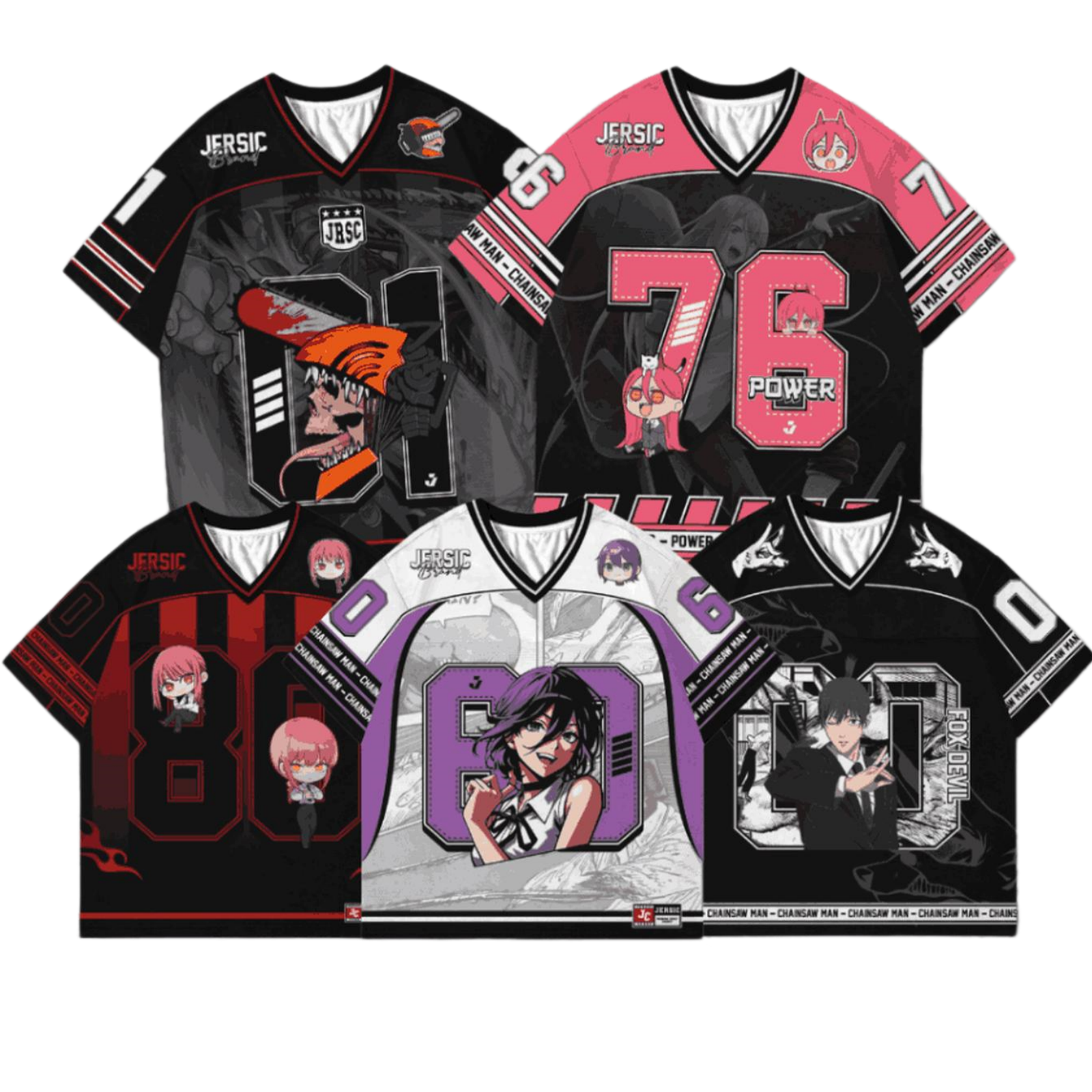Chainsaw Man Anime Football Jersey Set Power Makima Aki Denji Cosplay Sport Shirt