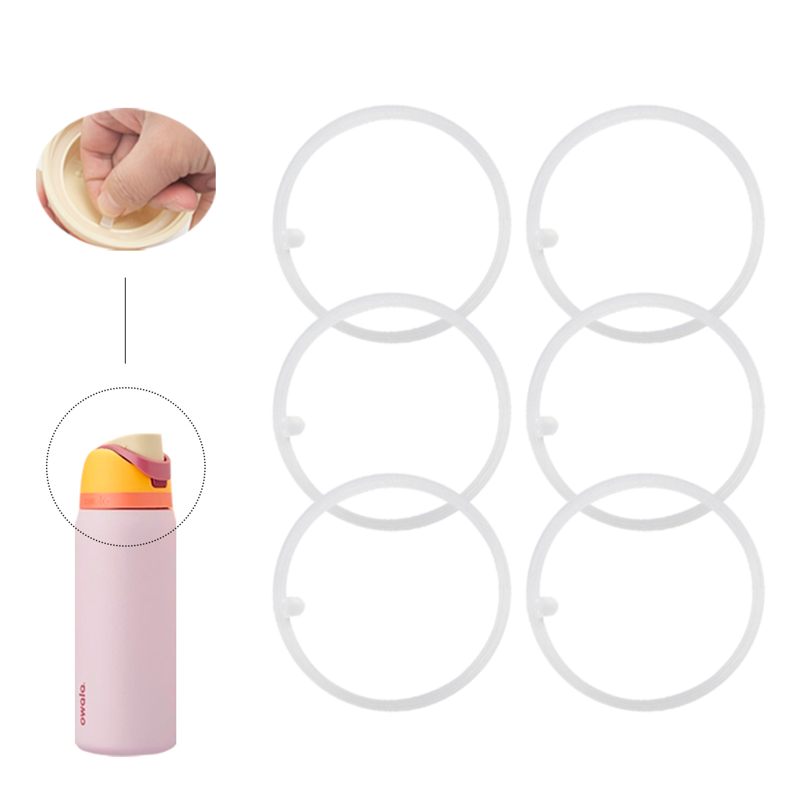 Replaceable Silicone Water Sealing Ring For Owala FreeSip 24oz/32oz/40oz Mugs, High Temperature Resistant O-Ring with Pull Ring