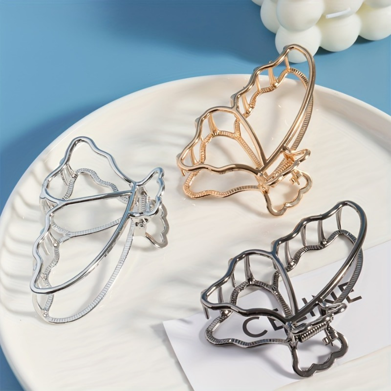 1pc, Elegant Cute Simple Hair Grip, Hollow Flying Butterfly Design Zinc Alloy Hair Clip, Women Girls Daily Party Outdoor Decors