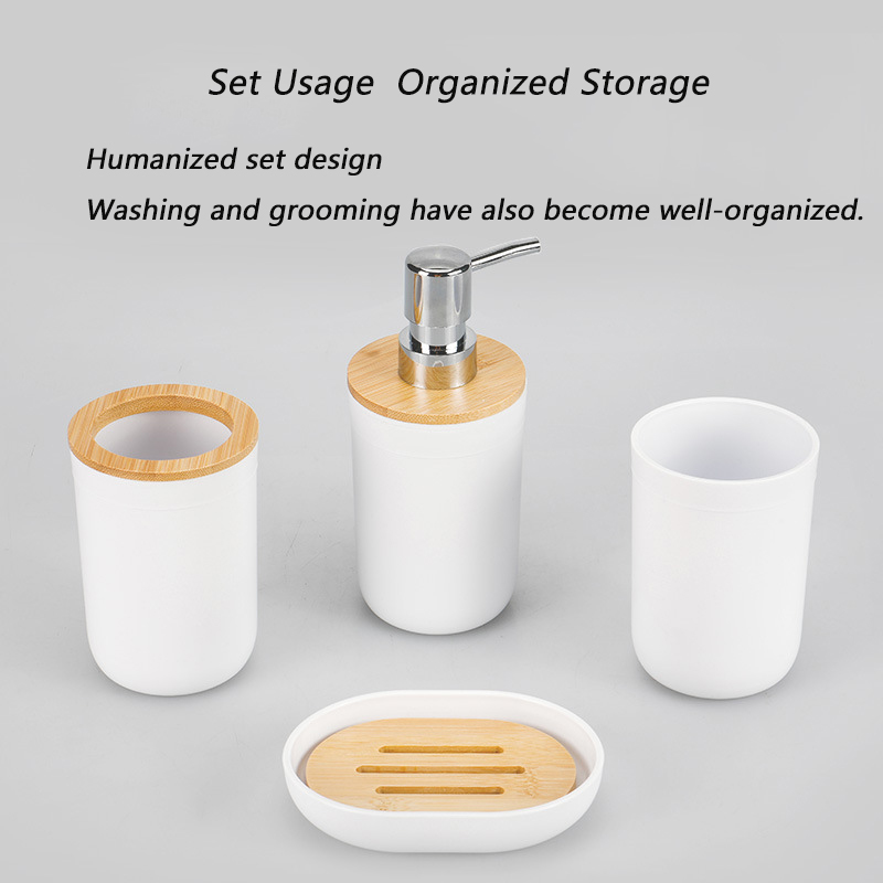 Fashionable Bathroom Bamboo and Wood Kit Nordic Toilet Supplies Bathroom Supplies Storage Set Bathroom Four Piece Set