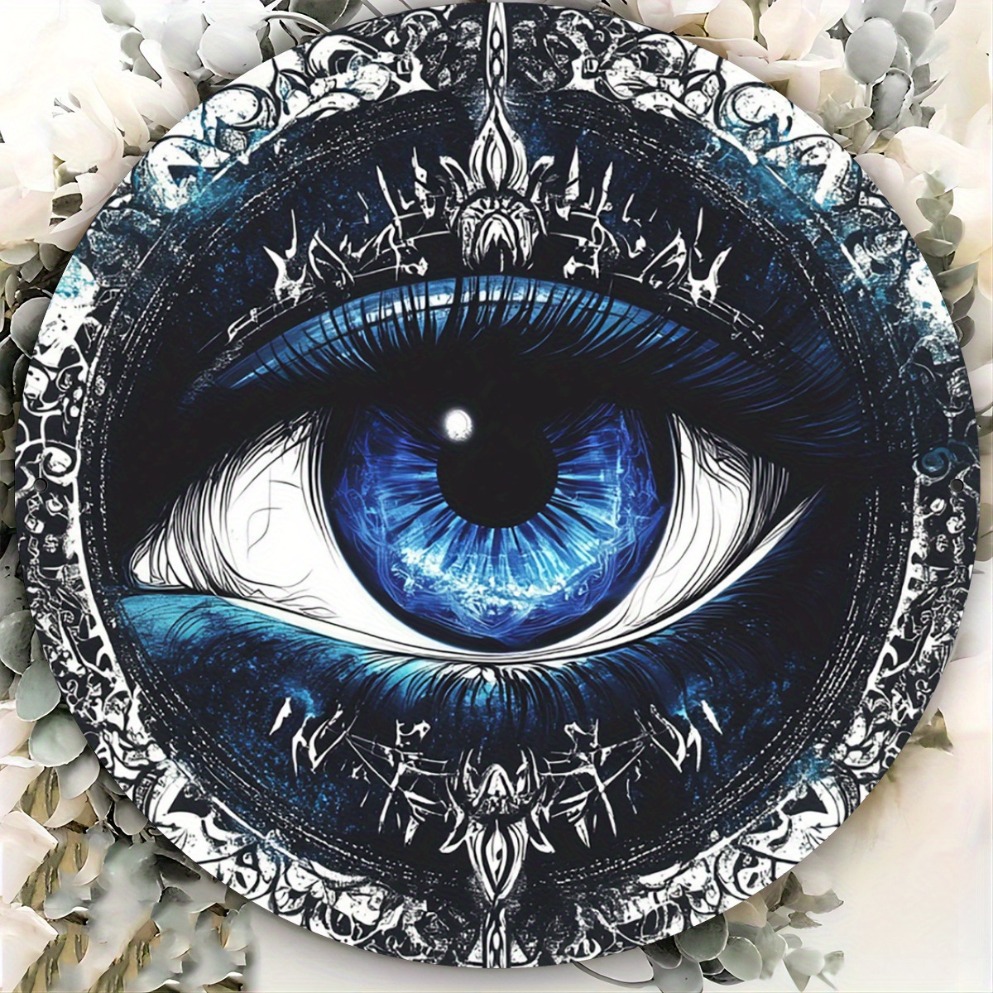 1pc Vintage Evil Eye Metal Wall Art -2d Mystical Circular Sign for Kitchen Garden Club and Office Decor, Unique Gift Idea
