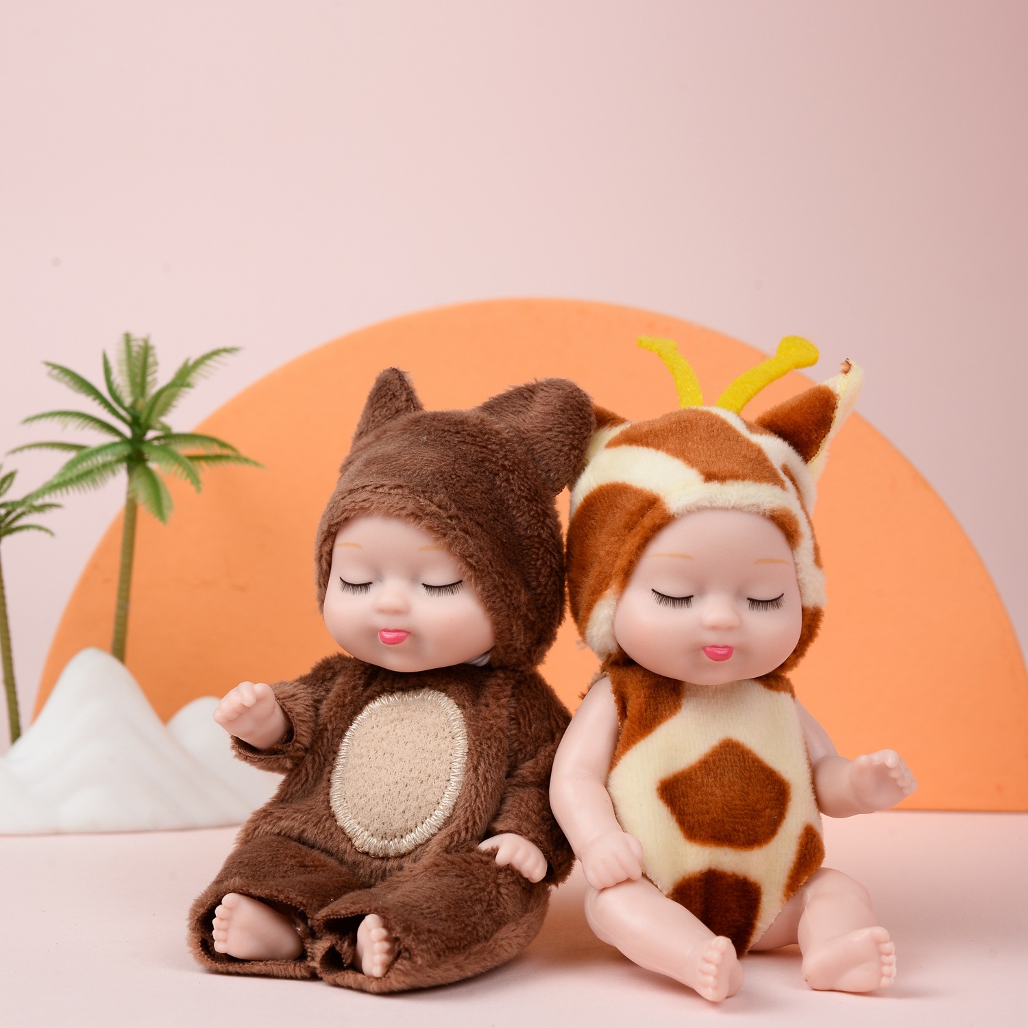 1pcs 13cm Sleep Baby Doll New Fashion Simulation Rebirth Dolls Mini Cute Doll Cartoon Animal Kids Toy for Children Birthday