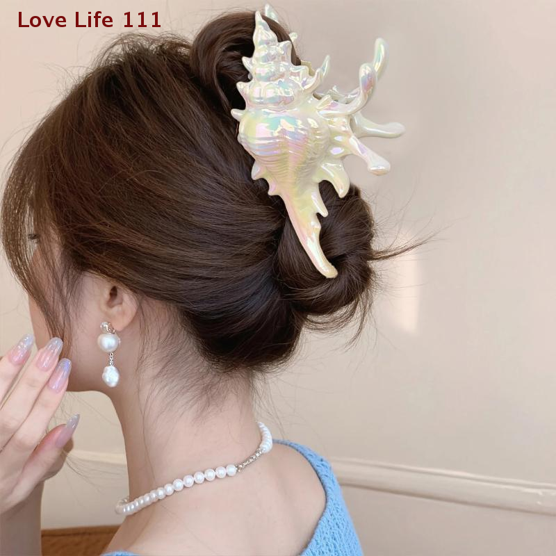 New 1Pcs Hair Claw Elegant Shark Clip Creative Conch Hairpin Colorful Gift For Summer Beach Headwear Hair Accessories