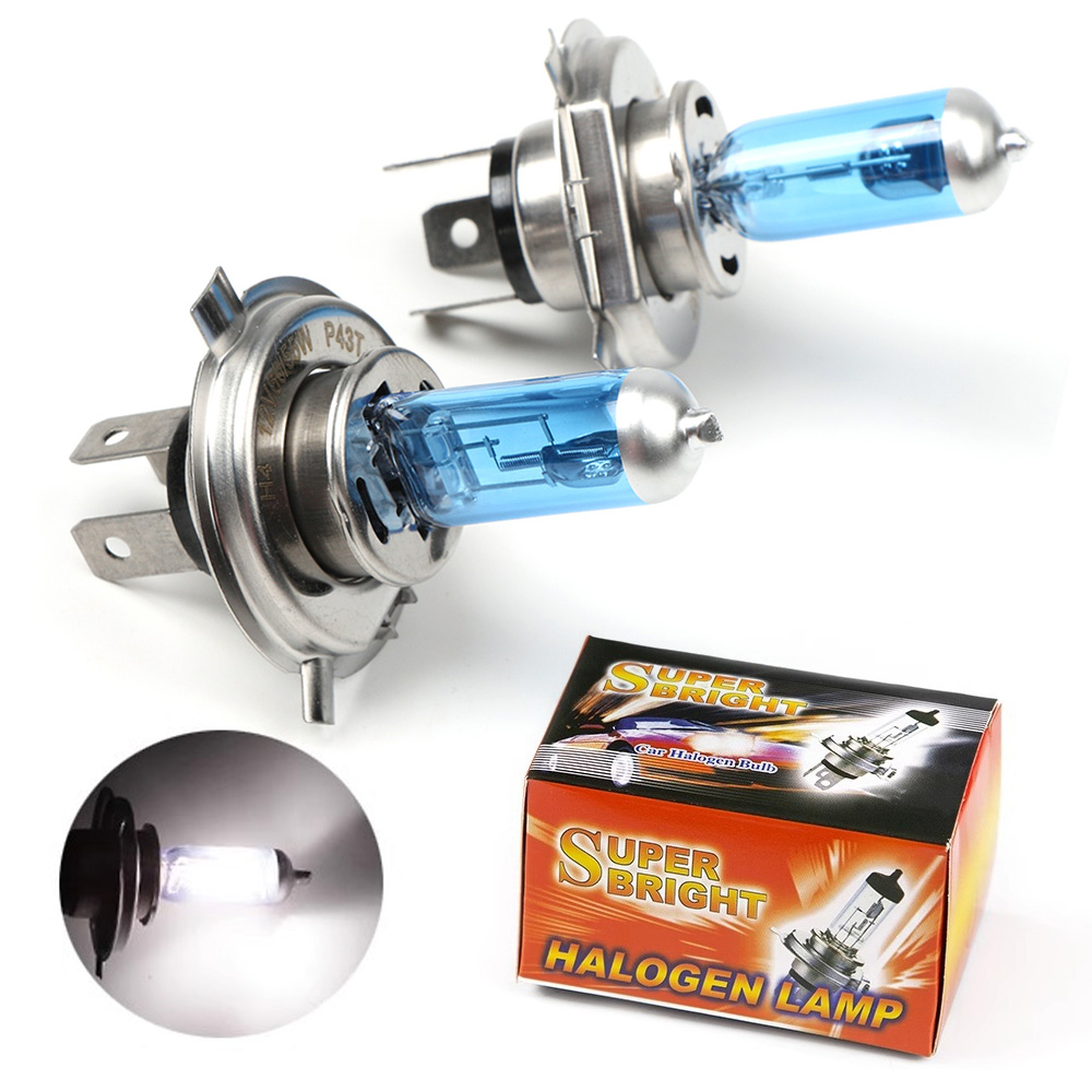 2PCS H4 100W 6000K Car Xenon Gas Halogen Headlight Headlamp Lamp Bulbs Blue Shell Suits For Cars With 12V Battery Voltage